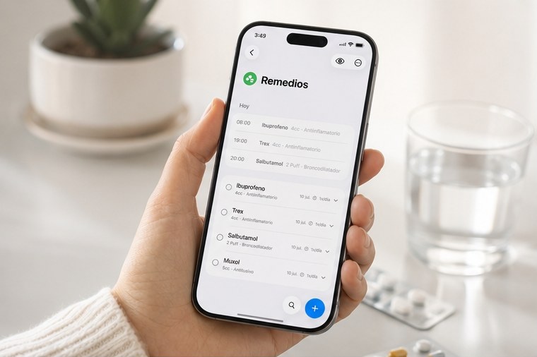 Lista de medicamentos y recordatorios en Listyflow